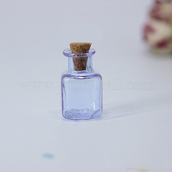 Mini contenitori per perline di bottiglia di vetro borosilicato, bottiglia di desiderio, con tappo di sughero, cuboide, blu ardesia medio, 1.4x2.5cm