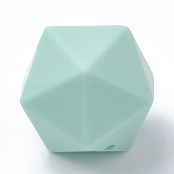 Food Grade Eco-Friendly Silicone Focal Beads, Chewing Beads For Teethers, DIY Nursing Necklaces Making, Icosahedron, Aquamarine, 16.5x16.5x16.5mm, Hole: 2mm