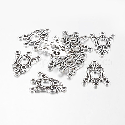 Tibetan Style Chandelier Component Links, Bell, Lead Free and Cadmium Free, Antique Silver, 24.5x19x2mm, Hole: 2mm