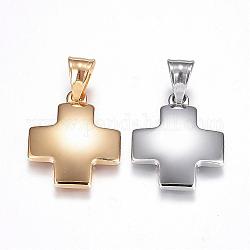 304 Stainless Steel Pendants, Greek Cross, Mixed Color, 25x21x3mm, Hole: 8x5mm