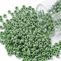 Toho perles de rocaille rondes, Perles de rocaille japonais, (130) lustre opaque vert menthe, 8/0, 3mm, Trou: 1mm, environ 1111 pcs/50 g