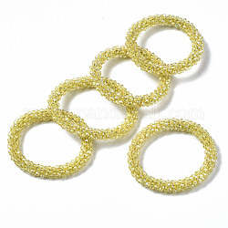 Bracelets extensibles en perles de verre transparentes à facettes, arc-en-ciel plaqué, rondelle, jaune, diamètre intérieur: 2 pouce (5 cm)