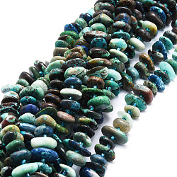 Chapelets de perles en chrysocolle et lapis lazuli naturelles, ovale, 7~12x9~15x1.5~4.5mm, Trou: 1mm, Environ 83 pcs/chapelet, 14.88'' (37.8 cm)