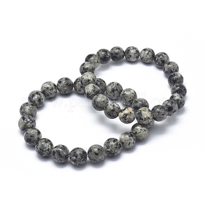 Braccialetti elastici di perle di diaspro / kiwi di diaspro naturale&nbsp;BJEW-K212-C-033-1