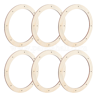 Wholesale FINGERINSPIRE 6 pcs Wooden Floral Craft Rings 11.5inch