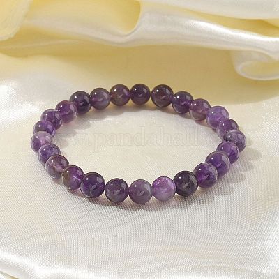 Braccialetti naturali ametista di stirata del branello&nbsp;BJEW-K212-B-034-1
