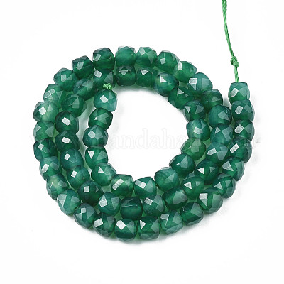 Chapelets de perles en agate d'onyx vert naturel&nbsp;G-S359-375B-1