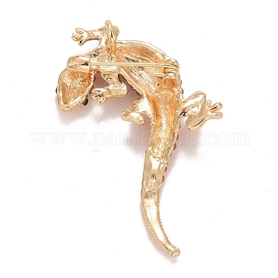 Spilla A Lucertola Oro Placcato Con Cristalli E Occhi Smeraldo – 92 Mm – Gioiello Statement