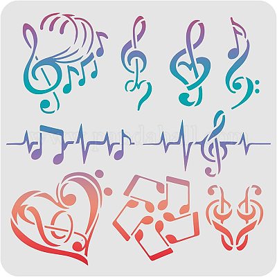 1pc Music Note Stencil Heart Templates Plastic Drawing Painting