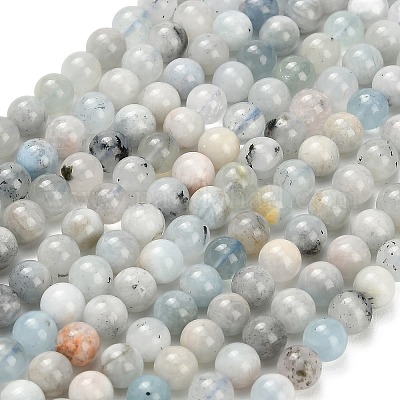 Natürliche Aquamarin Perlen Stränge&nbsp;G-F591-29A-6mm-02-1