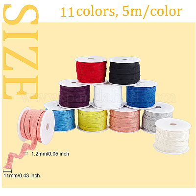 Wholesale OLYCRAFT 12pcs 65.6 Yards Flat Drawstring Cord Drawstring Cotton  Draw Cord Flat Drawstring Cord Replacement Cotton Cords with Plastic Spools  for DIY Sewing Crafts Garment Accessories - 12 Color 