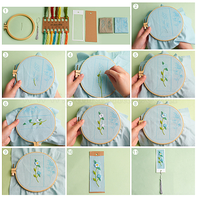 DIY Bookmark Making Kit, with Paper Bookmark Cards, Flax Embroidery Pattern  Cloth