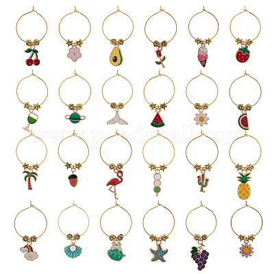 Wholesale Brass Wine Glass Charm Rings 