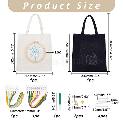 Embroidery Kit Canvas Tote Bag with Patterns for Beginners, Personalized  Canvas Bag Kits, Bamboo Embroidery Hoop, English Instruction for DIY Crafts
