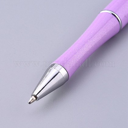 プラスチック製のビーズのペン  プレスボールペン  DIYペンの装飾用  スミレ  144x12mm  ピン：2mm AJEW-L082-A02-1