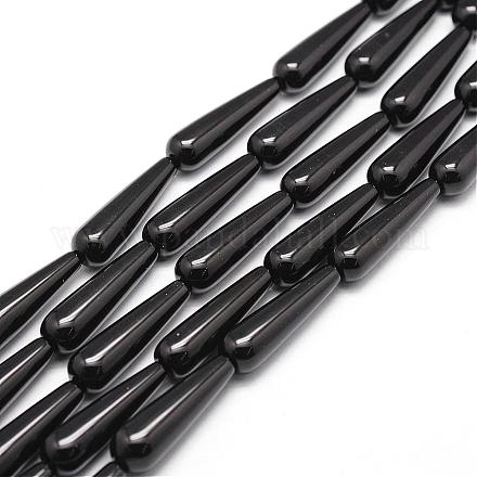 Natural Black Onyx Beads Strands G-P161-12-30x10mm-1