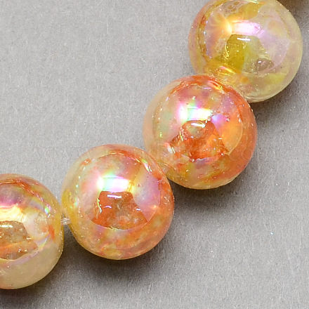 AB Color Plated Glass Round Bead Strands X-EGLA-R089-12mm-06-1