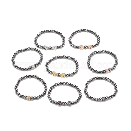 8 set di braccialetti elastici in ematite sintetica in stile 8 pezzi BJEW-JB08004-1