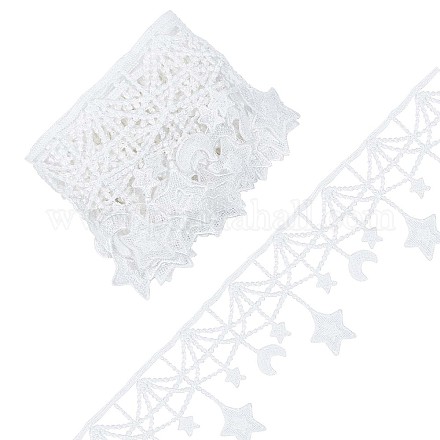 ムーンスターポリエステルレーストリム  服装アクセサリー  裁縫や工芸品の装飾用  ホワイト  4-1/4インチ（108mm） OCOR-WH0080-56B-1