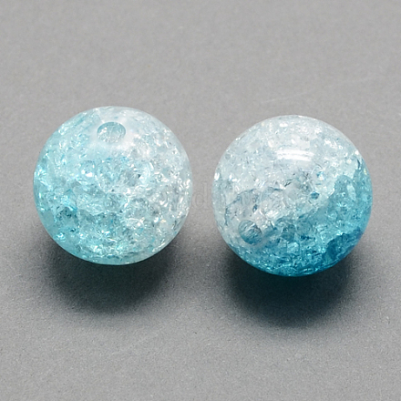 Two Tone Transparent Crackle Acrylic Beads CACR-R009-16mm-07-1