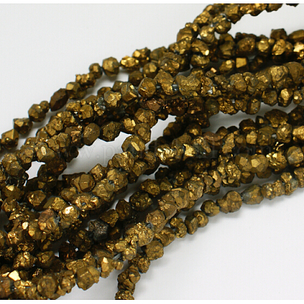 Electroplate Natural Gemstone Citrine Nuggets Beads Strands G-L102-01B-1