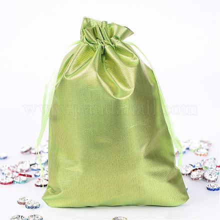 レクタングル布地バッグ  巾着付き  緑黄  17.5x13cm X-ABAG-R007-18x13-10-1