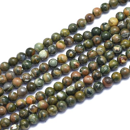 Brins de perles de jasperyc de rhyolite naturelle G-K310-C01-6mm-1