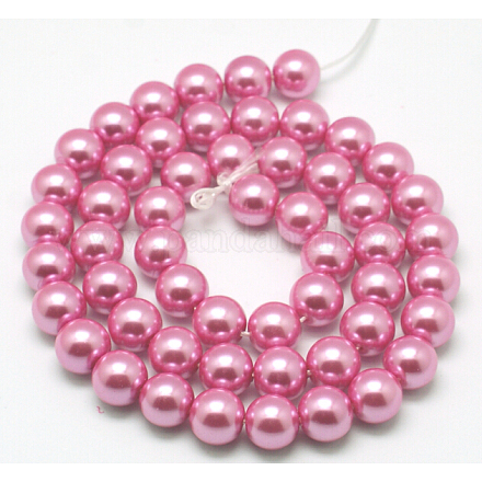 Brins de perles rondes en verre teinté écologique HY-A002-10mm-RB109-1