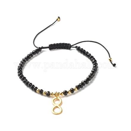 Infinity Braided Bead Bracelet for Girl Women BJEW-JB06957-02-1