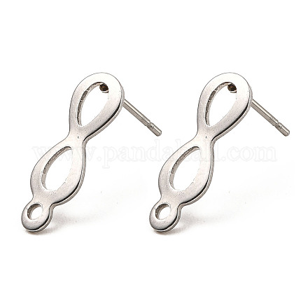 Infinity Shape 201 Stainless Steel Stud Earrings Findings STAS-Q251-06P-1