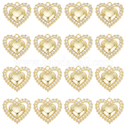 PandaHall 16pcs Rhinestone Heart Charms FIND-PH0007-23-1