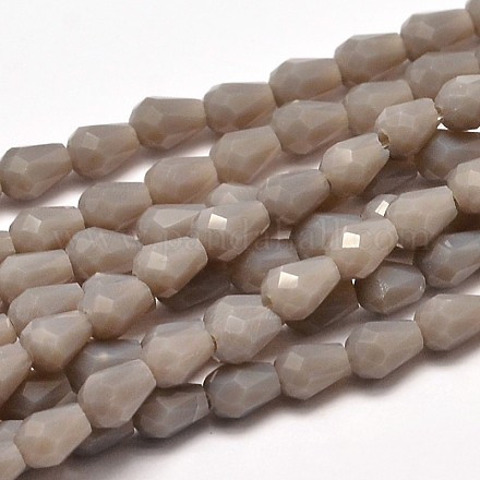 Imitation Jade Faceted Teardrop Glass Beads Strands EGLA-J132-B02-1