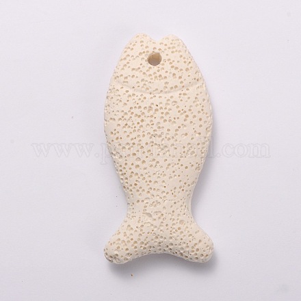 Synthetic Lava Rock Big Fish Pendants G-O025-01A-1