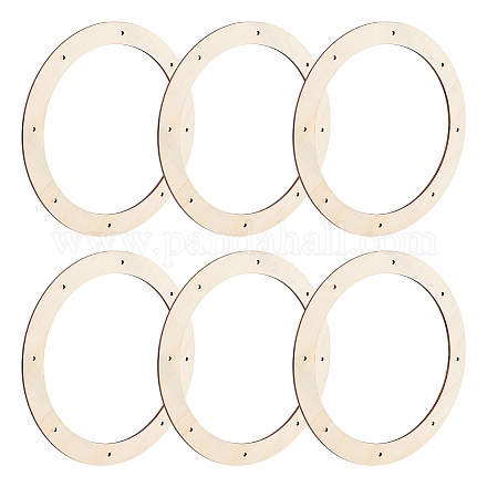 Fingerinspire 6 pz anelli artigianali floreali in legno creazioni di colore grano da 11.5 pollici cornici ghirlande cerchi in legno non finiti per campanelli eolici fai da te DIY-WH0043-05C-1