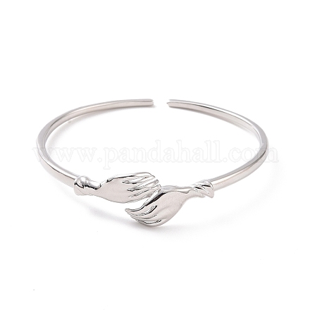 Bracelet manchette double câlin en laiton pour femme BJEW-G661-01P-1