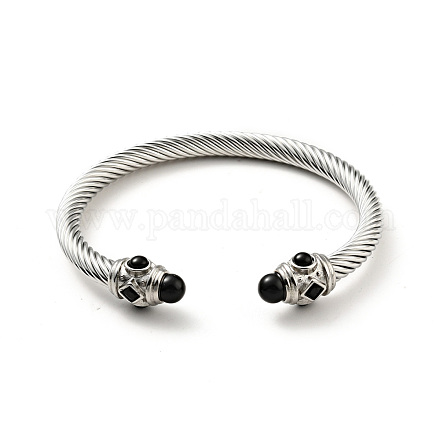 304 bracciale rigido aperto a forma di corda intrecciata in acciaio inossidabile BJEW-D449-02P-03-1