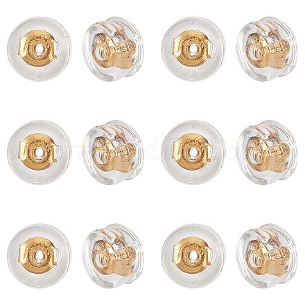 Sunnyclue 1 boîte de 40 pièces de fermoirs de boucles d'oreilles en silicone plaqué or 18 carats véritables KK-SC0003-34-1