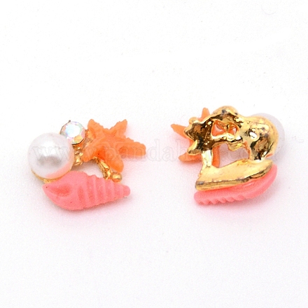 Resin Cabochons with Alloy Findings MRMJ-WH0067-39G-1