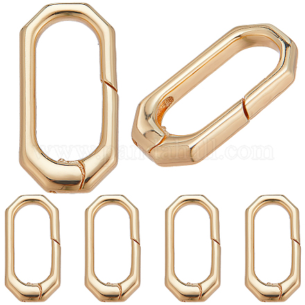 SUNNYCLUE 1 Box 6Pcs Trigger Spring O Rings Real 18K Gold Plated Brass Spring O Ring Clasps Small Purse Ring Clip Clasp Geometric Carabiner Clips Keyrings Snap Hooks Buckles for Jewelry Making Clasps KK-SC0003-82-1