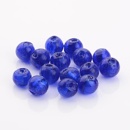 Perles en verre d'argent feuille manuelles X-FOIL-R054-12mm-11-1