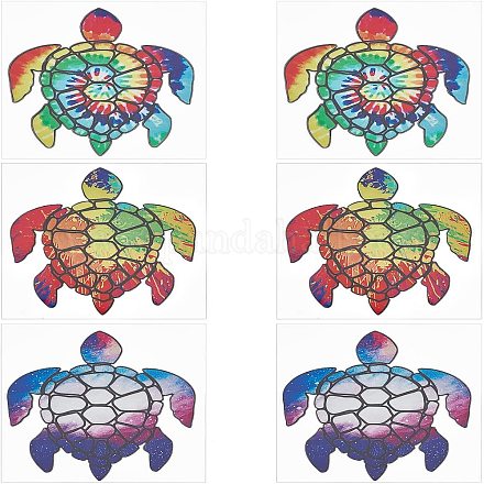 SUPERFINDINGS 6pcs 3 Styles Plastic Turtle Tie Dye Reflective Car Decals Stickers Self-Adhesive Sticker Car Emblem Auto Decal Sticker for Motorcycle Laptop Skateboard Bike Bumper Window AJEW-FH0001-66-1