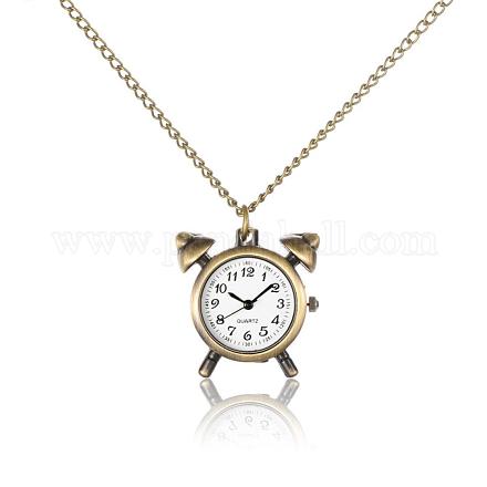 Alloy Alarm Clock Pendant Necklace Quartz Pocket Watch WACH-N006-15-1
