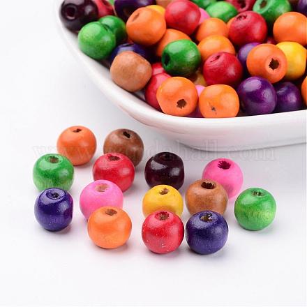 200PCS Mixed Dyed Lead Free Wood Round Beads X-TB9mmY-1