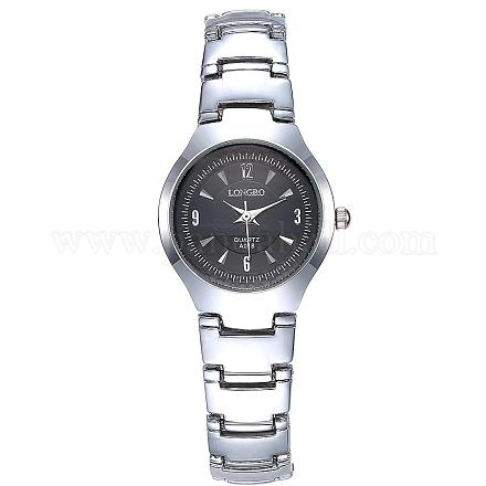 カップルの腕時計  女性用ステンレススチール防水クォーツ腕時計  合金の腕時計ヘッド付き  ブラック  プラチナ  190x10~19mm WACH-BB19199-01-1