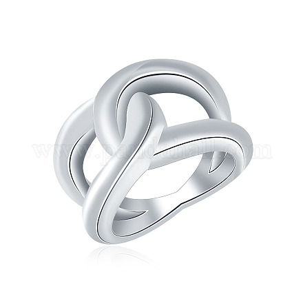 Exquisite Design Real 18K Platinum Plated Eco-Friendly Brass Criss Cross Rings RJEW-AA00547-6-P-1