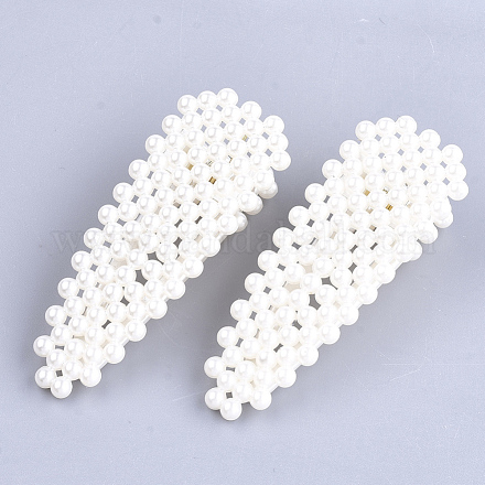 Abs en plastique imitation perle pinces a cheveux alligator OHAR-S198-04-1