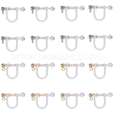 UNICRAFTALE 12pcs 2 Colors Plastic Clip-on Earring Findings with Loop Shell Pearl and 316 Stainless Steel Findings Golden & Stainless Steel Color Clip-on Earring for DIY Earring Jewelry Making STAS-UN0001-21-1