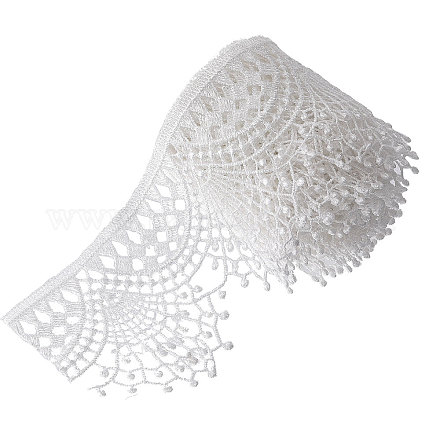 ポリエステルレースリボン  シェル型エッジレーストリム  衣類縫製用  ホワイト  2-1/2インチ（65mm）  約4.21~4.32ヤード/カード OCOR-WH0046-78B-1