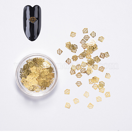 真鍮製カボション  ネイルアートの装飾の付属品  ダイヤモンド形状  ゴールドカラー  3.5x4.5x0.1mm  約100個/箱 MRMJ-Q072-68-1