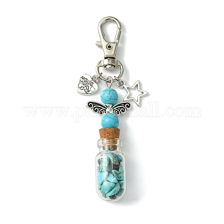 Glass Wishing Bottle with Synthetic Turquoise inside Pendant Decorations HJEW-JM01741-01-1